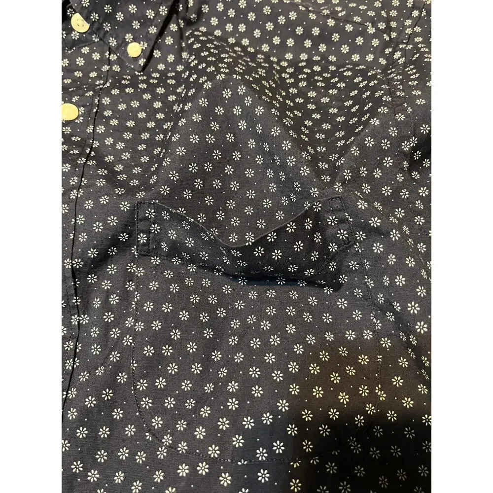 J. CREW Men's Secret Wash Shirt Classic Cotton Button Up Floral Blue Size Medium
